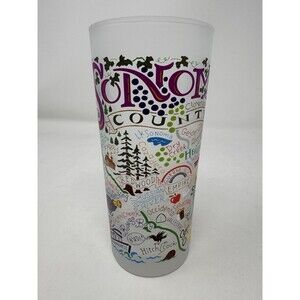 Cat Studio Frosted Drinking Glass Sonoma County 15oz Drinkware Souvenir Wine NEW